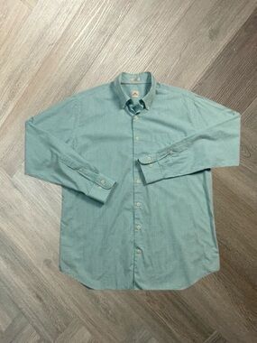 Peter Millar Gingham Button Down Long Sleeve Shirt Mens Large Aqua Blue Preppy